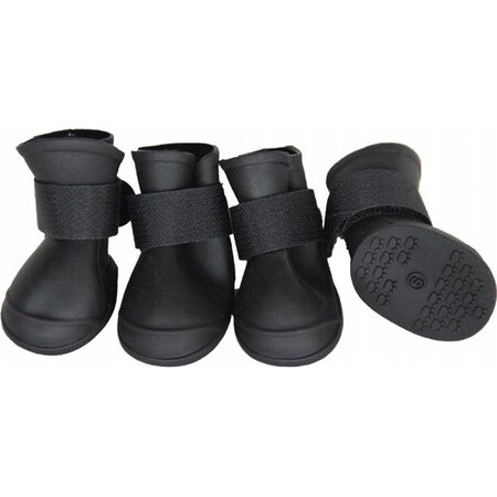 PetPurifiers Elastic Protective Multi-Usage All-Terrain Rubberized Dog Shoes44; Black - Medium